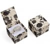 JKBOX Krémová papierová krabička na prsteň alebo náušnice Black flower IK019