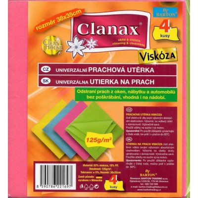 Clanax Univerzálna prachová utierka viskóza 35 x 38 cm 4 ks