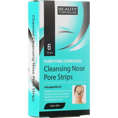 Beauty Formulas Charcoal Clean sing Nose Pore Strips Čistiace pásky na nos s aktívnym uhlím 6 ks