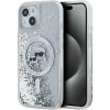 Karl Lagerfeld Liquid Glitter Karl and Choupette Heads MagSafe zadný kryt pre iPhone 15 Transparent