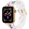 Priehľadný remienok na hodinky so štvorcovou prackou pre Apple Watch Series 7 45 mm / 6/SE/5/ 4 44 mm / 3/2/1 42 mm motív kvety
