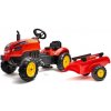 Falk Šliapací traktor 2046AB X-Tractor s vlečkou a otváracou kapotou - červený