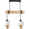 BERGE LED závesné stropné svietidlo, drevený trám, 2xE27, kovový pohárový luster