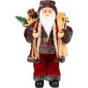 Dekorácia MagicHome Vianoce, Santa, s darčekom, červený, 60 cm