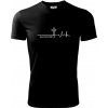 Jesus Saved My Life kríž ekg - Pánske tričko Fantasy športové - XL ( Čierna )