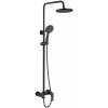 Invena Dokos, páková vaňová / sprchová batéria s hlavovou dažďovou sprchou 20cm, čierna matná, INV-AU-19-B04-V