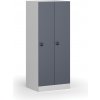 Šatníková skrinka S1 znížená, 2 oddiely, 1500 x 600 x 500 mm, demont, zámok s čítačkou RFID kariet, tmavosivé dvere