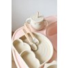 Malý Ježko Silikónový jedálenský set pre deti DÚHA - Pastel Beige Vyberte si príbor: Drevený príbor MINI
