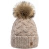 Fashionweek Moderni Vlnená zimná čiapka s bambulíflísová podšívka Woolk Peggy cappuccino