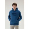 MIKINA WOOLRICH ORGANIC COTTON SCRIPT HOODIE BLUE LOBSTER