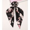 Látková gumička s kvietkami - čierna