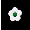Pro Háčkování Knoflík kytka 19 mm, bílý se zelenou