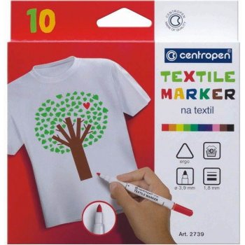 Centropen Textile Marker Značkovač fixky na textil 10 kusov