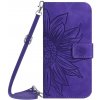 VSETKONAMOBIL 53599 ART SUNFLOWER Peňaženkové puzdro s remienkom Motorola Moto E22s tmavofialové