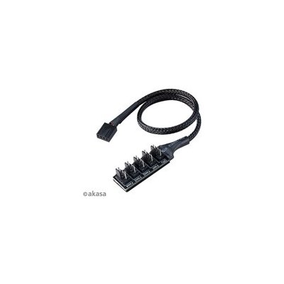 AKASA kabel FLEXA FP5H redukce pro ventilátory, 1x 4pin PWM na 5x 4pin PWM, 30cm AK-CBFA08-30BK
