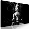 Obrazu Budha zahalený dymom v čiernobielom prevedení