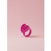 Wowbyme® Prsteň na lepidlo srdce dvojkomorový Farba: Fuchsiová, Počet: 10ks