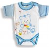 BABY´S WEAR Detské body, krátky rukáv- GREEDY BEAR, modro-biele veľkosť: 74 (6-9m)
