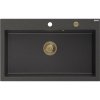 MEXEN/S MEXEN/S - Elix granitový drez 1-miska 800 x 500 mm, čierna kropenatá, sifón zlatá 6527801005-76-G