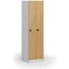Kovová šatníková skrinka S1 zúžená, 2 oddiely, 1850 x 500 x 500 mm, demont, kódový zámok, laminované dvere, buk