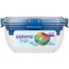 SISTEMA To go krabička s miskou na šalát a príborom modrá 1,1 l