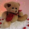 Plyšový medvedík s červeným srdcom (Hnedý, výška 18 cm, romantický darček na Valentína)