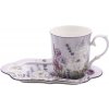 HOME ELEMENTS Porcelánový hrnček s podšálkou Levanduľa 360 ml