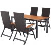 Livarno home Hliníkový záhradný stôl Valencia, 143 – 194,5 x 90 x 74 cm + Skladacie kreslo Valencia, hnedé, 4 kusy (800012172)