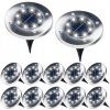 Solárne zapustené LED záhradné svetlá z nehrdzavejúcej ocele, 12 ks, priemer 11,5 cm