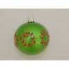 ONREX Vianočná ozdoba sklenená guľa zelená vetvičky pr. 7 cm