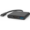 NEDIS USB 3.2 Gen 1 adaptér/ USB-C zástrčka - USB-A zásuvka - USB-C zásuvka/ výstup HDMI/ černý/ box/ 10 cm CCGB64770BK01