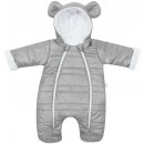 New Baby Zimná dojčenská kombinéza s kapucňou s uškami Pumi grey