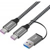 PremiumCord kabel USB-C (USB 3.2 GEN 2, 5A, 100W, 20Gbit/s) bavlněný oplet, 2m