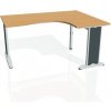 Pracovný stôl Flex, ergo, ľavý, 160x75,5x120 (80x60) cm, buk/kov