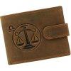 Pánska brúsená kožená peňaženka zverokruh Váhy hnedé