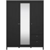Čierna šatníková skriňa so zrkadlom 150x199x58 cm Madrid – Tvilum