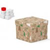 MFP vianočná darčeková krabica s vekom, rozmer 12x12x10cm, hnedý kraft s potlačou