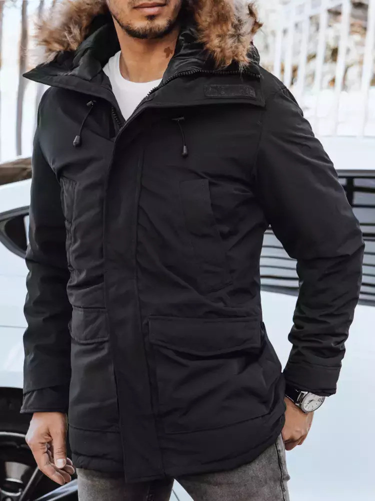 Pánska zimná bunda s kapucňou tx4312 Čierna