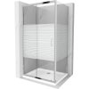 Mexen Apia, sprchový kút s posuvnými dverami 130 (dvere) x 80 (stena) cm, 6mm číre-pásy sklo, chrómový profil + slim sprchová vanička 5cm, 840-130-080-01-20-4010