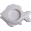Vianočný keramický svietnik na čajovú sviečku Ryba biela, 11 x 2 x 8,5 cm