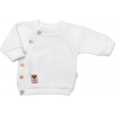 Baby Nellys Detský pletený svetrík s gombíkmi zap. bokom Handmade biely