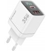 Techsuit - Wall Charger LEDChargX (CH3) nabíjačka Type-C + USB, GaN, rýchlonabíjanie, LED displej, PD35W – biela