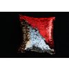 Flitrový vankúš červeno-strieborný