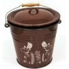 Kinekus Vedro smaltované, 10L/28cm, s pokrievkou, hnedé, dekor, Vtáčik