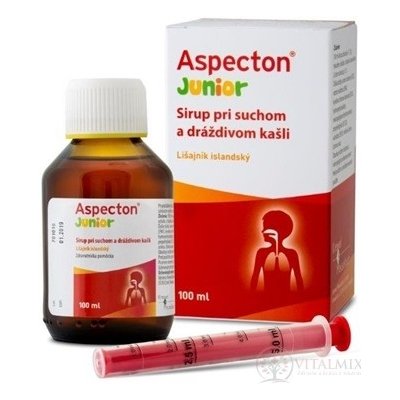 Aspecton Junior sirup pri suchom a dráždivom kašli s islandským lišajníkom 100 ml