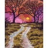 Diamantové maľovanie Diamondi - CESTIČKA NA JESEŇ A ZÁPAD SLNKA, 40x50 cm, vypnuté plátno na rám (605966B)