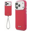 DKNY PU Leather Metal Logo Wrist Chain MagSafe Zadní Kryt pro iPhone 17 Pro Pink