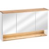 CMD Zrkadlová skrinka BAHAMA WHITE 843 dub wotan/alpská biela/biely vysoký lesk 120 cm x 70 cm x 25 cm