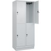 Dvojposchodová skrinka na oblečenie C+P Cabo, 4 políc, 810 x 500 x 1950 mm, sivá, podstavec