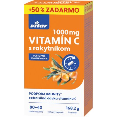 Vitar vitamín C 1000mg + rakytník 80+ 40 tabliet